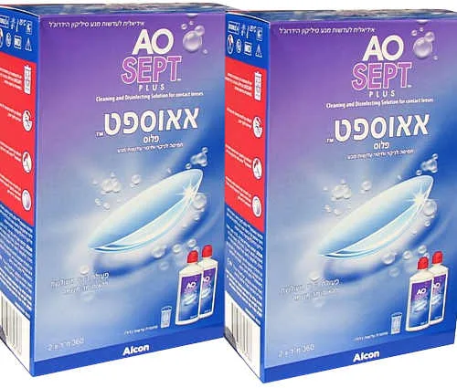 4 בקבוקי AOSEPT PLUS - אאוספט - תמיסת ניקוי וחיטוי מעולה לעדשות מגע בעסקה משתלמת